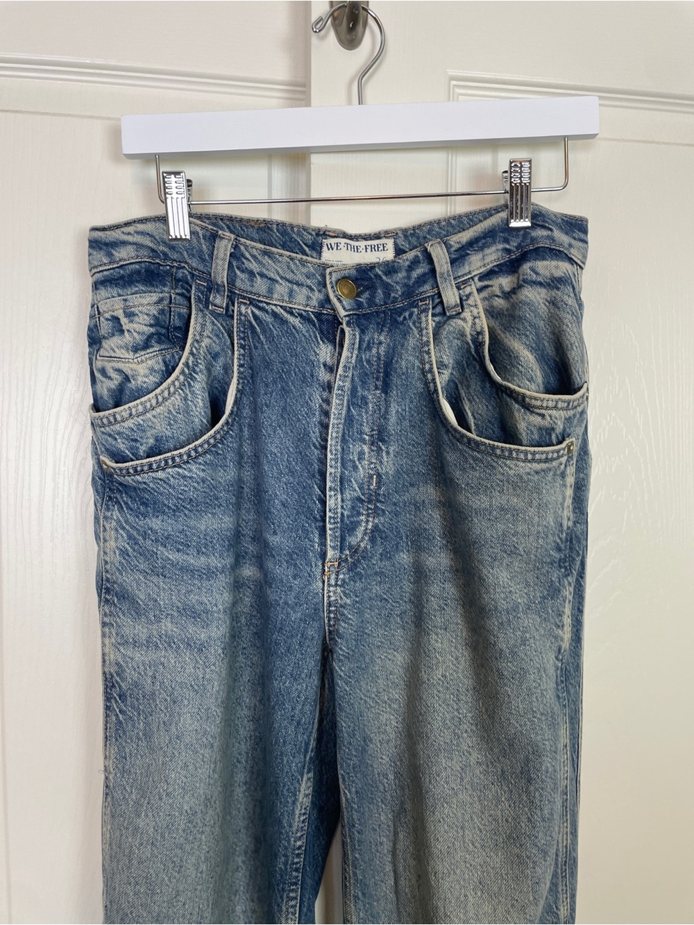 Free People We The Free Final Countdown Wide Leg Cuffed Jeans Sz 26 - Picture 3 of 10